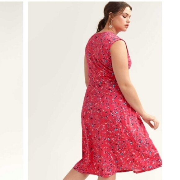 Love & Legend Pink Sleeveless A-Line Wrap Dress Knee Length Hot Pink Stretchy 0X - Picture 2 of 13